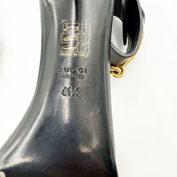 Gucci Black Leather Ursula Horsebit Ankle Cuff Pointed Toe Sandals 11.5 - Picture 10 of 12